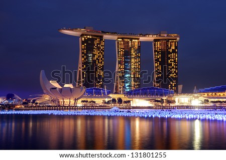 SINGAPORE - DECEMBER 29: Marina Bay Sand on December 29, 2012 in Singapore. Marina Bay Sand is a Modern Hotel and Casino.