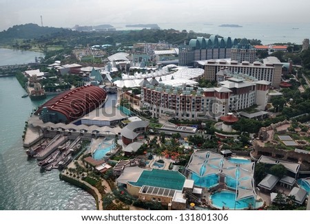 SINGAPORE - DECEMBER 29: Sentosa Island on December 29, 2012 in Singapore. Locate on the eastern Singapore Island. Consists of a theme park, sand beach, resort , yacht marina and luxury residence.
