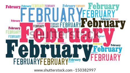february text cloud on white background