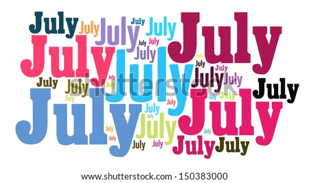 July text cloud on white background