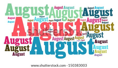 August text cloud on white background