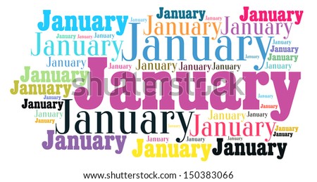 January text cloud on white background