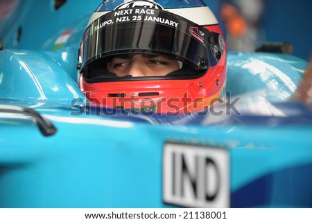 Sepang, Malaysia - November 21: Narain Karthikeyan, Driver of Indian A1 Team in the Malaysian A1Grand Prix,  Round 3, 2008-2009 Session.