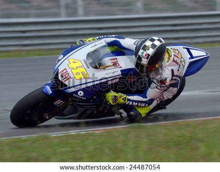 SEPANG, MALAYSIA, February 5, 2009:  Valentino Rossi was speeding his machine during motor testing session at Sepang Circuit Malaysia.