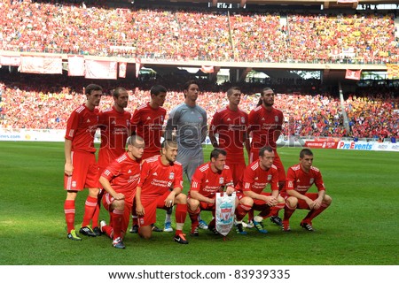 KUALA LUMPUR - JULY 16: Liverpool team line-up during a friendly match against Malaysia on July 16, 2011 in Kuala Lumpur, Malaysia. Liverpool won 6-3.