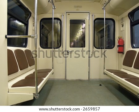 Interior of a modern subway train