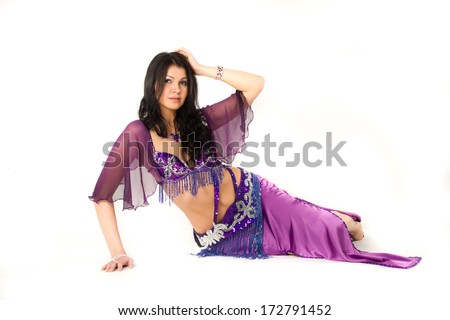 Belly dance woman in studio
