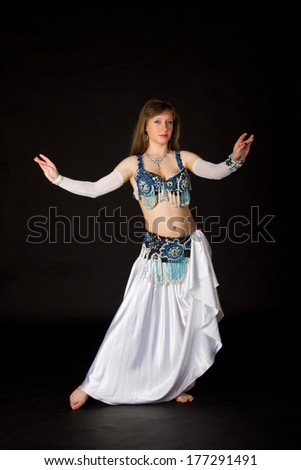 Belly dance woman in studio