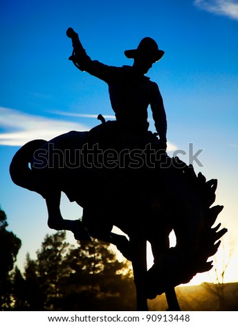 Silhouette of Cowboy on Horse