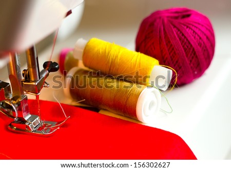 sewing, fabric and thread