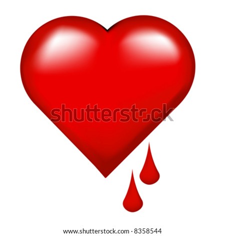 stock vector One large bleeding heart for the broken hearted