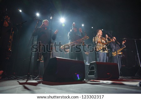 LINCOLN, CA - DEC 31: Tower of Power brings in the New Year at Thunder Valley Casino Resort in Lincoln, California on December 31, 2012