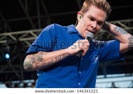 LINCOLN, CA JULY 12: Mark McGrath of Sugar Ray performs in the Fun in the Sun Tour featuring Smash Mouth at Thunder Valley Casino Resort in Lincoln, California on July 12, 2013