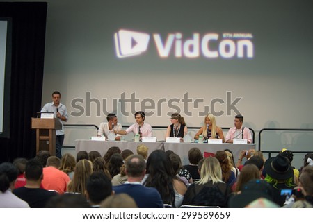 Anaheim, CA - June 23: A panel of online celebrities present at the 6th annual VidCon conference at the Anaheim Convention Center in Anaheim, California on June 23, 2015