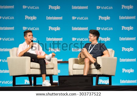 Anaheim, CA - June 23: Hunter March interviews Lohanthony for People Magazine at  VidCon 2015 at the Anaheim Convention Center in Anaheim, California on June 23, 2015