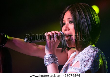 LINCOLN, CA - FEBRUARY 24: Victoria Chan with K-Pop group Blush  performs at Thunder Valley Casino Resort in Lincoln, California on February 24, 2012