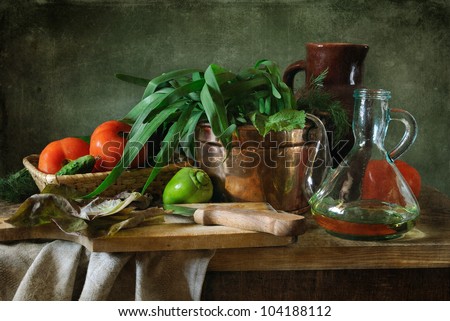 Still life with fresh vegetables