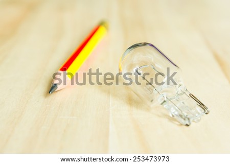 Invented and Help save energy,Old bulbs on the wooden floor