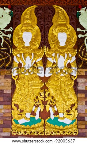 Sculpture Thai style molding art in the temple,Thailand.