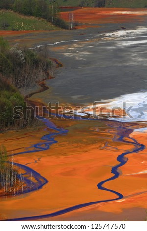 The Geamana lake's water polluted by copper mining, Romania