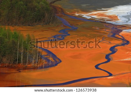 Residuals from copper mining, lake Geamana, Romania
