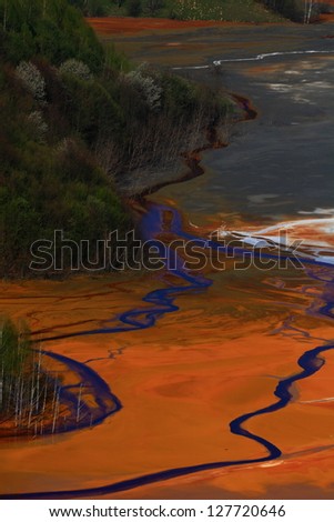 Water polluted by copper mining at Geamana lake, Romania