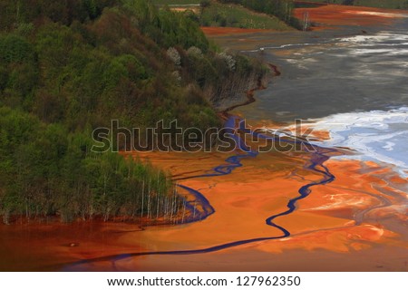 Water polluted by copper mining at Geamana lake, Romania