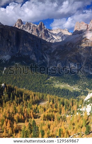 Beautiful alpine landscape in sunny afternoon, Dolomite Alps, Italy