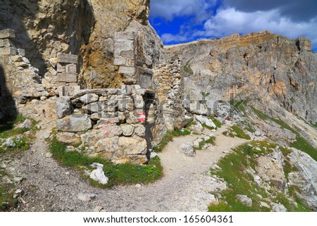 Remains of military activity from the first world war, Dolomite Alps, Italy