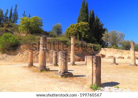 Ruins of the stadium used during Nemean games in antiquity, Greece