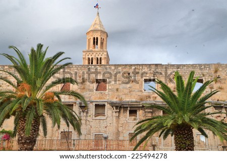 Dark clouds in the sky above the Palace of Diocletian, Split, Croatia