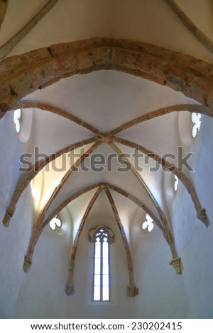 Gothic architecture inside of Prejmer Fortified Church (listed on UNESCO World Heritage), Romania, October 11, 2014