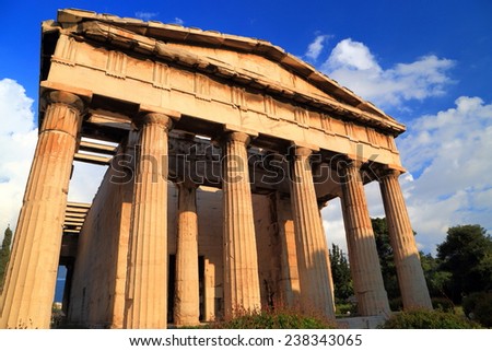 Well preserved Greek temple in Ancient Agora, Athens, Greece