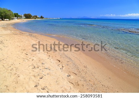 Different shades of golden color on sandy beach, Greece