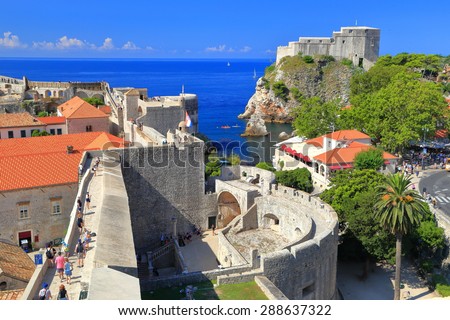 Strong walls and bastion defending the old town of Dubrovnik, Croatia