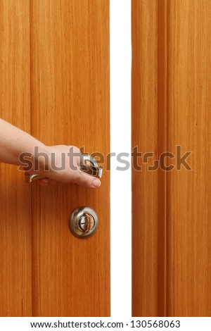 Hand Opening The Door. Vertical Format