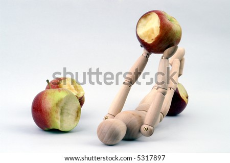 Bitten apples on white background