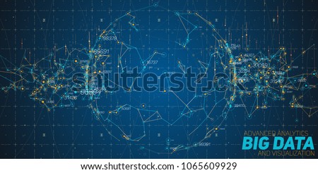 Big data circular visualization. Futuristic infographic. Information aesthetic design. Visual data complexity. Complex data threads graphic. Social network representation. Abstract graph