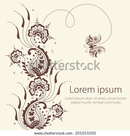 Vector abstract floral elements in indian mehndi style Abstract henna floral vector illustration Design element Vector abstract floral elements in indian mehndi style Abstract henna floral vector illustration Design element