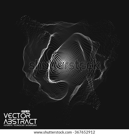 Abstract vector white mesh on dark background. Futuristic style card. Elegant background for business presentations.  Corrupted point sphere.  Chaos aesthetics.