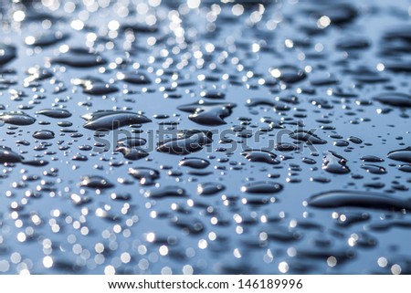Photo of drops of water on a metal surface