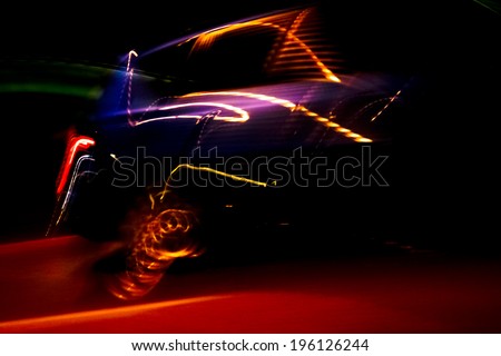 colorful car light streaks - long exposure
