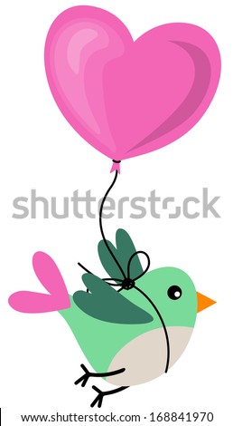 Bird Holding Love Heart Balloon Bird Holding Love Heart Balloon
