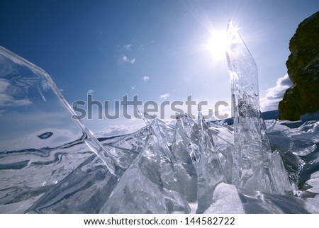 block of ice with sun