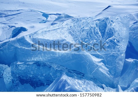 Winter ice landscape on  lake Baikal
