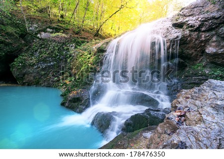 beauty waterfall in rock stone