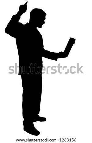 black silhouette man on white