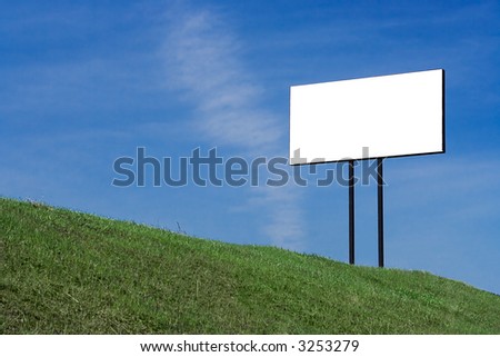 blue sky  green grass clouds and white bill board