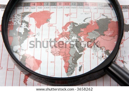 black magnifer with world map