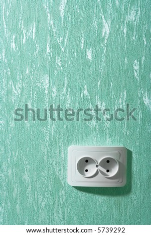 Electric wall plug at a green wall